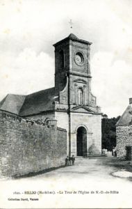 Carte postale église grand mur avec enfants